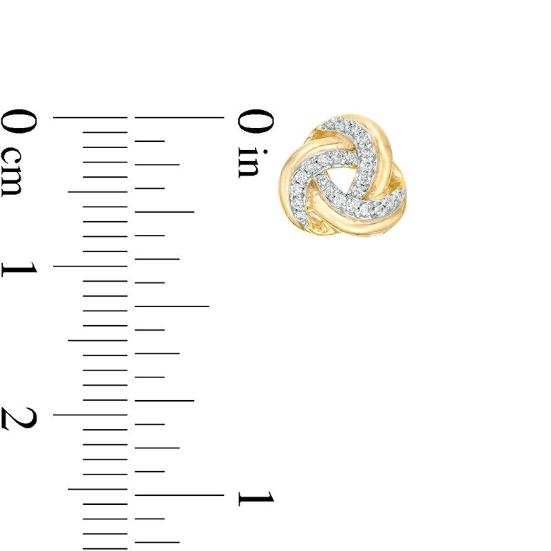 Main Image 2 of 0.146 CT. T.W. Diamond Love Knot Stud Earrings in 10K Gold