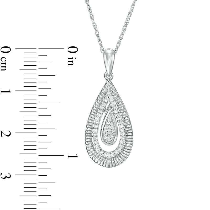 0.146 CT. T.W. Diamond and Textured Teardrop Pendant in Sterling Silver