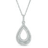 0.18 CT. T.W. Diamond and Textured Open Teardrop Pendant in 10K White Gold