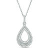 Thumbnail Image 0 of 0.18 CT. T.W. Diamond and Textured Open Teardrop Pendant in 10K White Gold