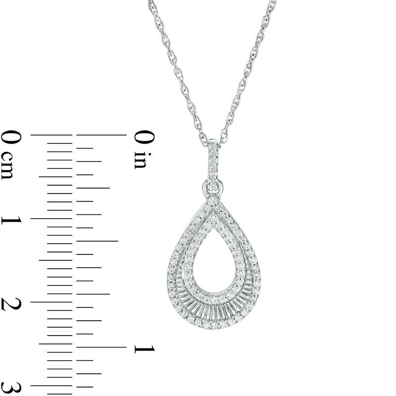 0.18 CT. T.W. Diamond and Textured Open Teardrop Pendant in 10K White Gold