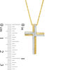 Thumbnail Image 2 of 0.117 CT. T.W. Diamond and Textured Cross Pendant in Sterling Silver with 14K Gold Plate