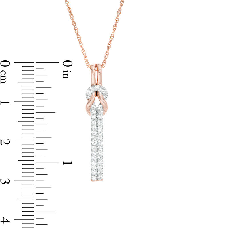 0.23 CT. T.W. Diamond Knot Vertical Bar Pendant in 10K Rose Gold (J/I3)