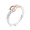 Thumbnail Image 1 of 0.116 CT. T.W. Diamond Infinity Knot Ring in Sterling Silver and 10K Rose Gold
