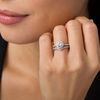 Thumbnail Image 1 of 6.0mm Lab-Created White Sapphire Frame Chevron Bridal Set in Sterling Silver