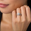 Thumbnail Image 2 of 6.0mm Lab-Created White Sapphire Frame Chevron Bridal Set in Sterling Silver