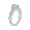 Thumbnail Image 3 of 6.0mm Lab-Created White Sapphire Frame Chevron Bridal Set in Sterling Silver