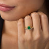 Thumbnail Image 1 of 6.0mm Princess-Cut Lab-Created Emerald and 0.065 CT. T.W. Diamond Chevron Bridal Set in 10K Gold