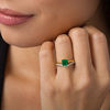 Thumbnail Image 2 of 6.0mm Princess-Cut Lab-Created Emerald and 0.065 CT. T.W. Diamond Chevron Bridal Set in 10K Gold