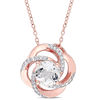 Thumbnail Image 1 of 8.0mm White Topaz Flower Swirl Frame Pendant in Sterling Silver with Rose Rhodium