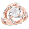 Thumbnail Image 0 of 8.0mm White Topaz Flower Swirl Frame Ring in Sterling Silver with Rose Rhodium