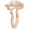 8.0mm White Topaz Flower Swirl Frame Ring in Sterling Silver with Rose Rhodium