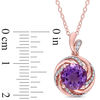 8.0mm Amethyst and White Topaz with Diamond Accent Swirl Frame Pendant in Sterling Silver with Rose Rhodium
