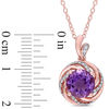 Thumbnail Image 1 of 8.0mm Amethyst and White Topaz with Diamond Accent Swirl Frame Pendant in Sterling Silver with Rose Rhodium