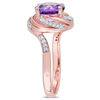 Thumbnail Image 1 of 8.0mm Amethyst and White Topaz with 0.04 CT. T.W. Swirl Frame Ring in Sterling Silver with Rose Rhodium