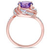 Thumbnail Image 2 of 8.0mm Amethyst and White Topaz with 0.04 CT. T.W. Swirl Frame Ring in Sterling Silver with Rose Rhodium