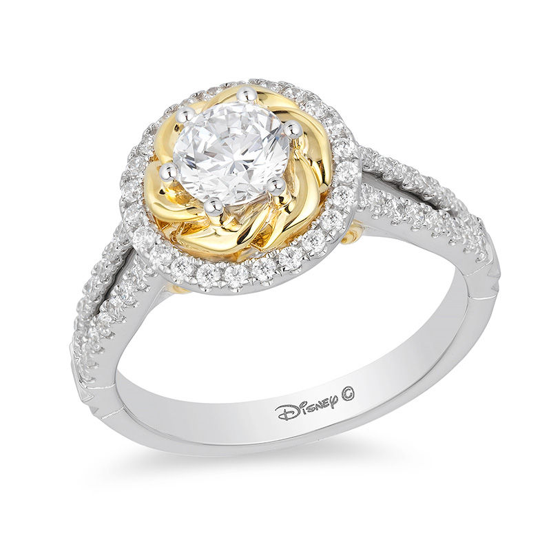 Enchanted Disney Belle 1.00 CT. T.W. Diamond Rose Frame Engagement Ring in 14K Two-Tone Gold|Peoples Jewellers