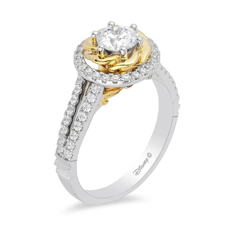 Main Image 2 of Enchanted Disney Belle 1.00 CT. T.W. Diamond Rose Frame Engagement Ring in 14K Two-Tone Gold