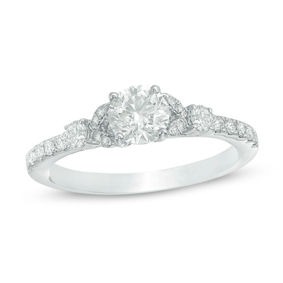 1.00 CT. T.W. Diamond Petal-Sides Engagement Ring in 14K White Gold 1.00 CT. T.W. Diamond Petal-Sides Engagement Ring in 14K White Gold