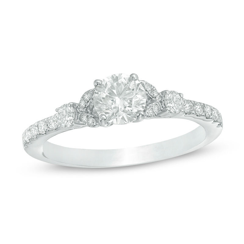 Main Image 1 of 1.00 CT. T.W. Diamond Petal-Sides Engagement Ring in 14K White Gold