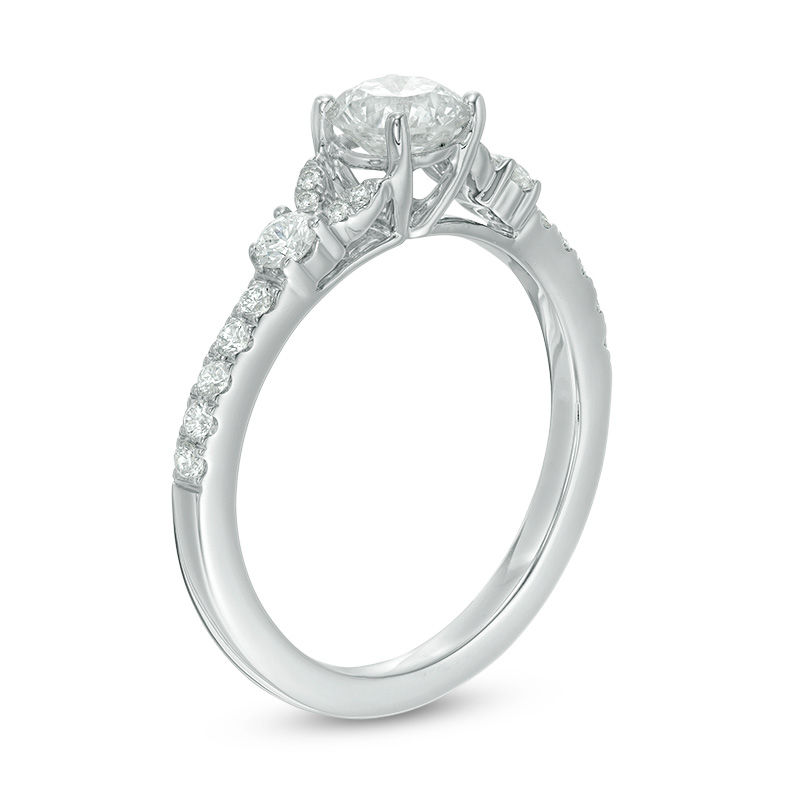 1.00 CT. T.W. Diamond Petal-Sides Engagement Ring in 14K White Gold