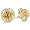 Thumbnail Image 2 of 8.0mm Citrine and White Topaz Swirl Frame Stud Earrings in Sterling Silver with Yellow Rhodium