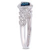 Thumbnail Image 1 of 5.0mm Heart-Shaped London Blue Topaz and 0.05 CT. T.W. Diamond Beaded Frame Leaf Shank Ring in 10K White Gold