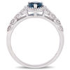 Thumbnail Image 3 of 5.0mm Heart-Shaped London Blue Topaz and 0.05 CT. T.W. Diamond Beaded Frame Leaf Shank Ring in 10K White Gold