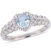 Thumbnail Image 1 of 5.0mm Heart-Shaped Sky Blue Topaz and 0.05 CT. T.W. Diamond Beaded Frame Leaf Shank Ring in 10K White Gold