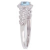 Thumbnail Image 2 of 5.0mm Heart-Shaped Sky Blue Topaz and 0.05 CT. T.W. Diamond Beaded Frame Leaf Shank Ring in 10K White Gold