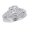 Thumbnail Image 1 of 0.20 CT. T.W. Diamond Cushion Frame Twist Vintage-Style Bridal Set in Sterling Silver