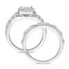 Thumbnail Image 2 of 0.20 CT. T.W. Diamond Cushion Frame Twist Vintage-Style Bridal Set in Sterling Silver