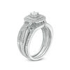Thumbnail Image 1 of 0.24 CT. T.W. Diamond Double Square Frame Three Piece Bridal Set in Sterling Silver