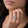 Thumbnail Image 2 of 0.24 CT. T.W. Diamond Double Square Frame Three Piece Bridal Set in Sterling Silver