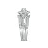 0.24 CT. T.W. Diamond Double Square Frame Three Piece Bridal Set in Sterling Silver