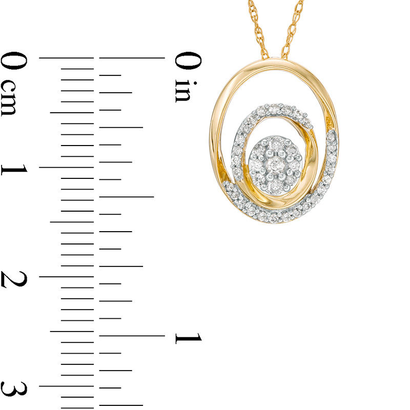 0.18 CT. T.W. Composite Diamond Double Oval Frame Pendant in 10K Gold