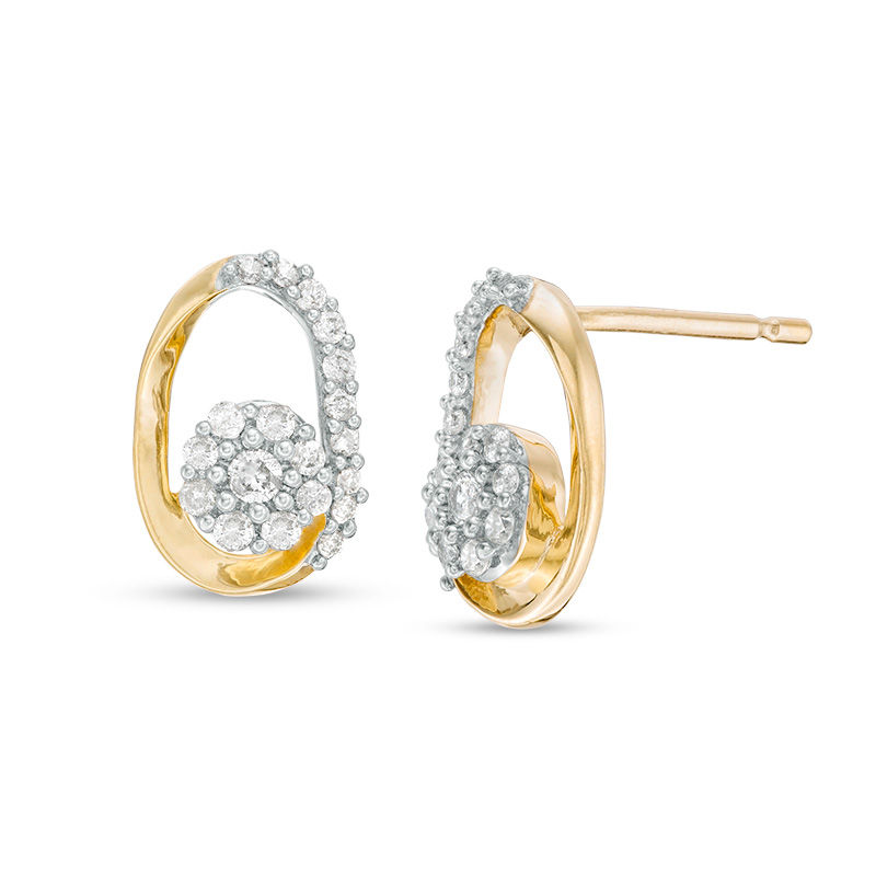 0.18 CT. T.W. Composite Diamond Oval Frame Stud Earrings in 10K Gold