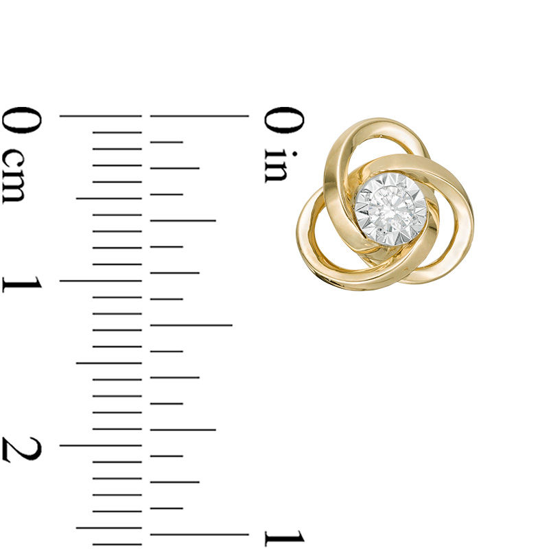 0.13 CT. T.W. Diamond Love Knot Stud Earrings in 10K Gold