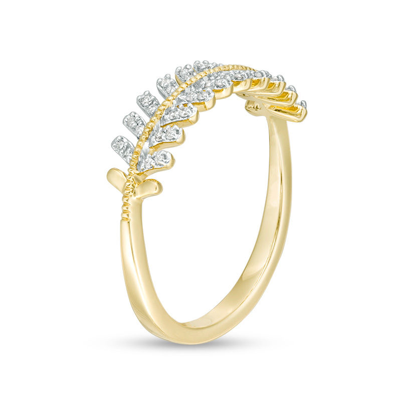 Main Image 2 of 0.12 CT. T.W. Diamond Vine with Leaves Ring in 10K Gold