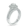 Thumbnail Image 2 of 1.00 CT. T.W. Oval Diamond Double Scallop Frame Bridal Set in 14K White Gold
