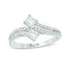Thumbnail Image 0 of Ever Us™ 0.75 CT. T.W. Two-Stone Princess-Cut Diamond Double Row Bypass Ring in 14K White Gold