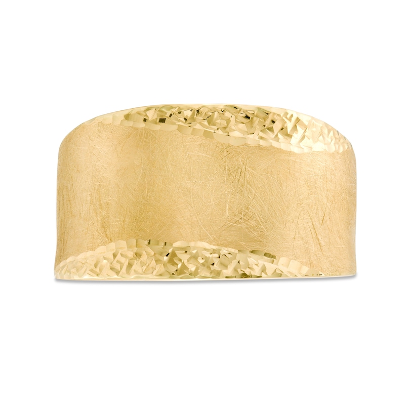 Main Image 4 of Italian Gold Diamond-Cut and Satin Wave Ring in 14K Gold - Size 7