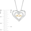 Thumbnail Image 2 of Lab-Created White Sapphire "MOM" Double Hearts Pendant in Sterling Silver with 10K Gold Plate
