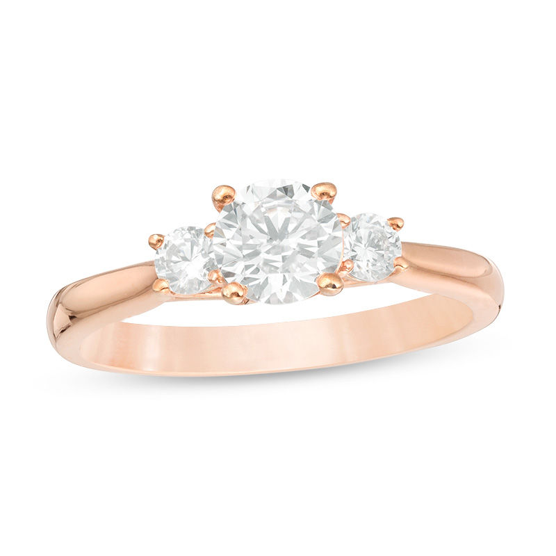 Main Image 1 of 1.00 CT. T.W. Diamond Past Present Future® Engagement Ring in 14K Rose Gold