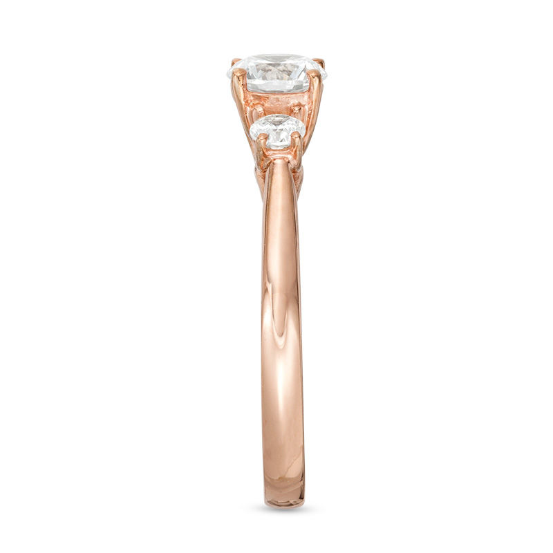 Main Image 5 of 1.00 CT. T.W. Diamond Past Present Future® Engagement Ring in 14K Rose Gold