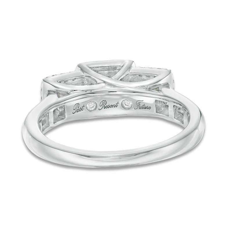 Main Image 4 of 1.45 CT. T.W. Princess-Cut Diamond Past Present Future® Frame Engagement Ring in 14K White Gold