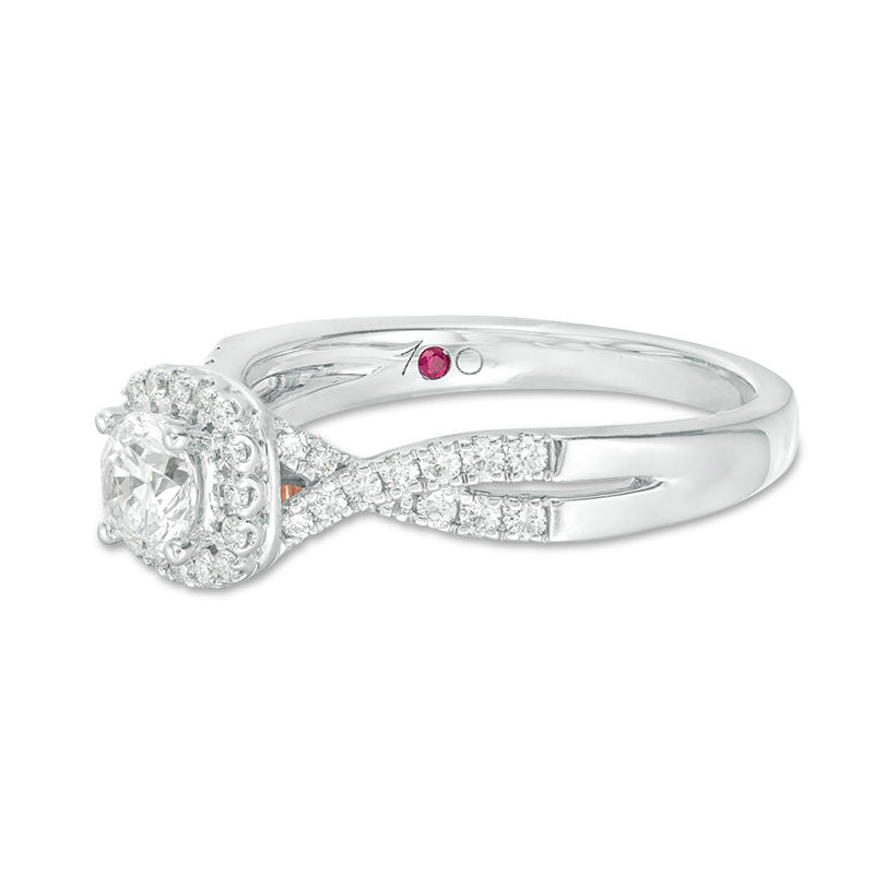 Main Image 3 of Peoples 100-Year Anniversary 0.75 CT. T.W. Certified Canadian Diamond Engagement Ring in 14K Two-Tone Gold (I/I1)