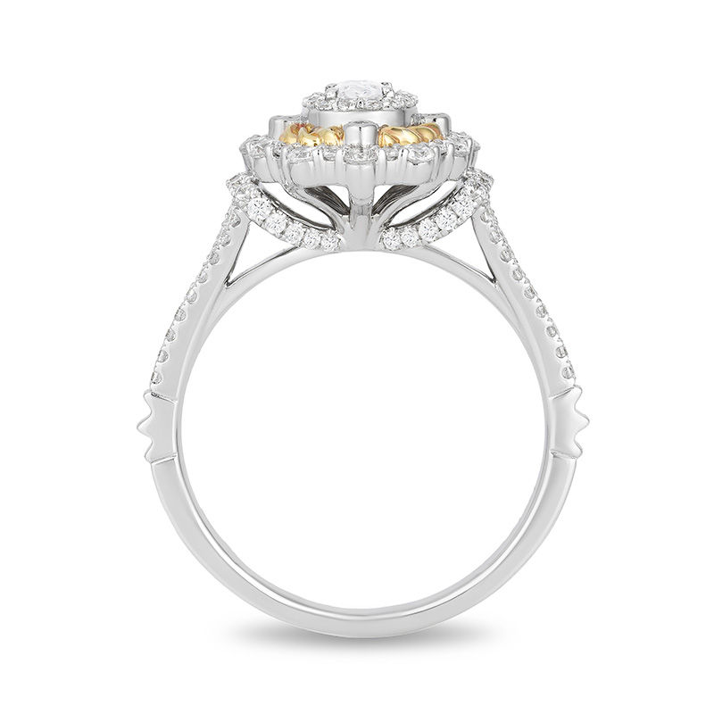 Enchanted Disney Snow White 1.00 CT. T.W. Oval Diamond Twist Frame Engagement Ring in 14K Two-Tone Gold