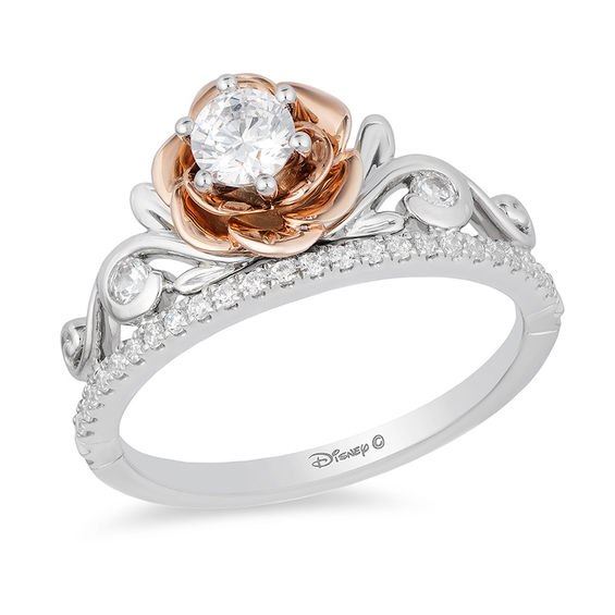 Enchanted Disney Belle 0.50 CT. T.W. Diamond Rose Tiara Engagement Ring