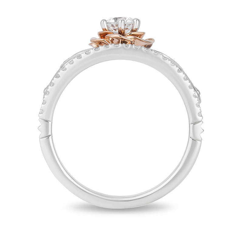 Main Image 3 of Enchanted Disney Belle 0.50 CT. T.W. Diamond Rose Tiara Engagement Ring in 14K Two-Tone Gold
